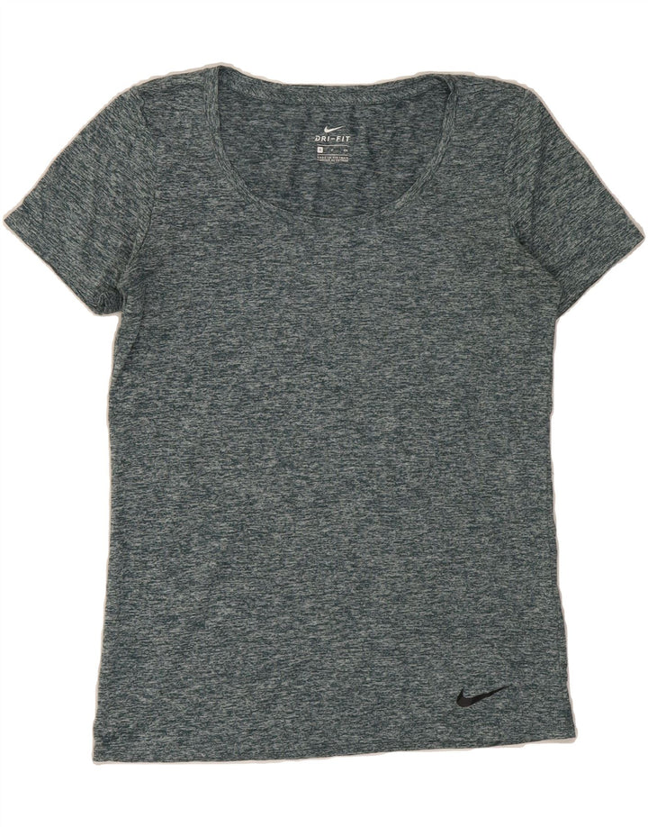 NIKE Womens Dri Fit T-Shirt Top UK 10 Small Grey Flecked Polyester Vintage Nike and Second-Hand Nike from Messina Hembry 