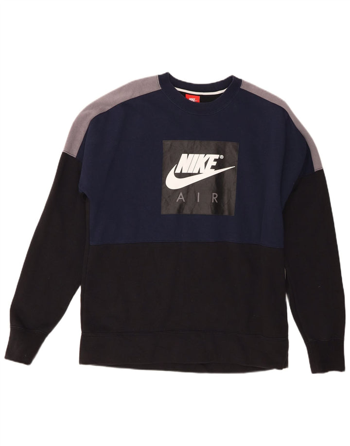 Nike Sweat-shirt graphique en coton color block bleu marine moyen pour homme