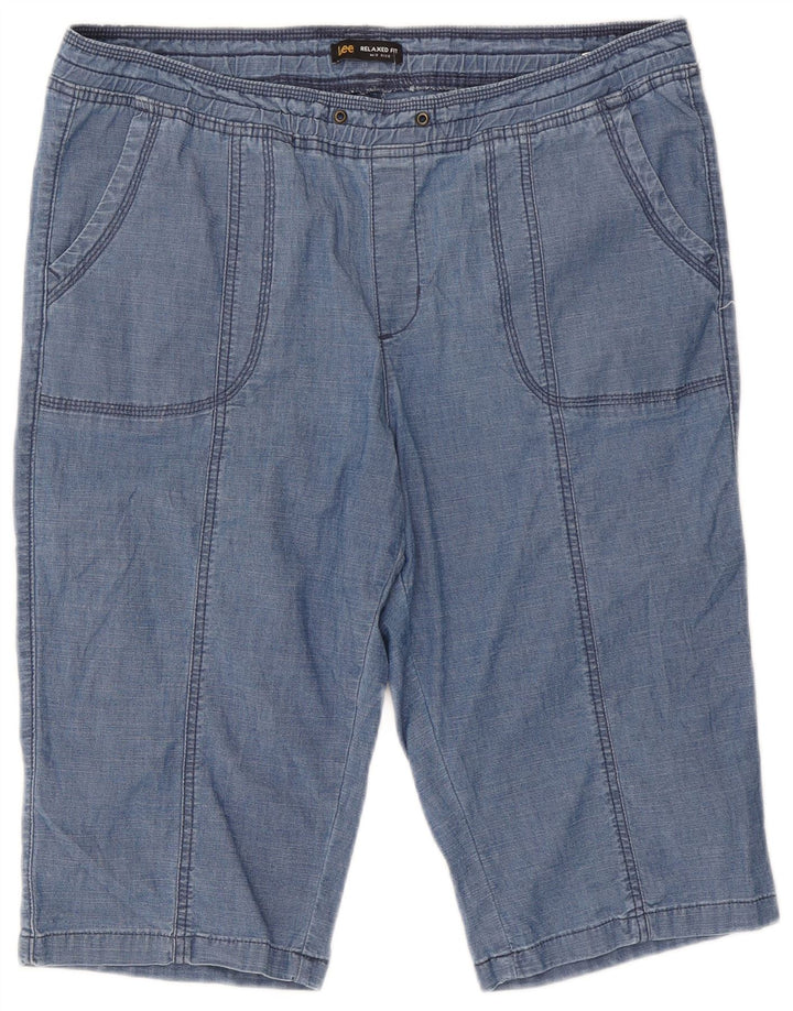 Lee Bermuda taille moyenne pour femme, coupe décontractée, UK 16 2XL W38, coton bleu