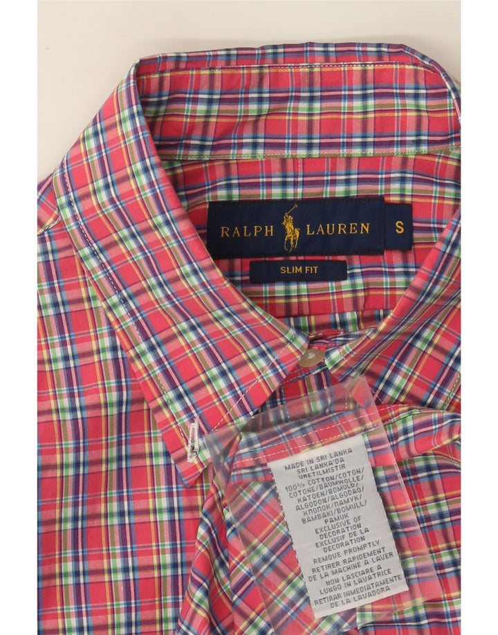 Ralph Lauren Chemise Slim Fit pour hommes en coton à petits carreaux rouges