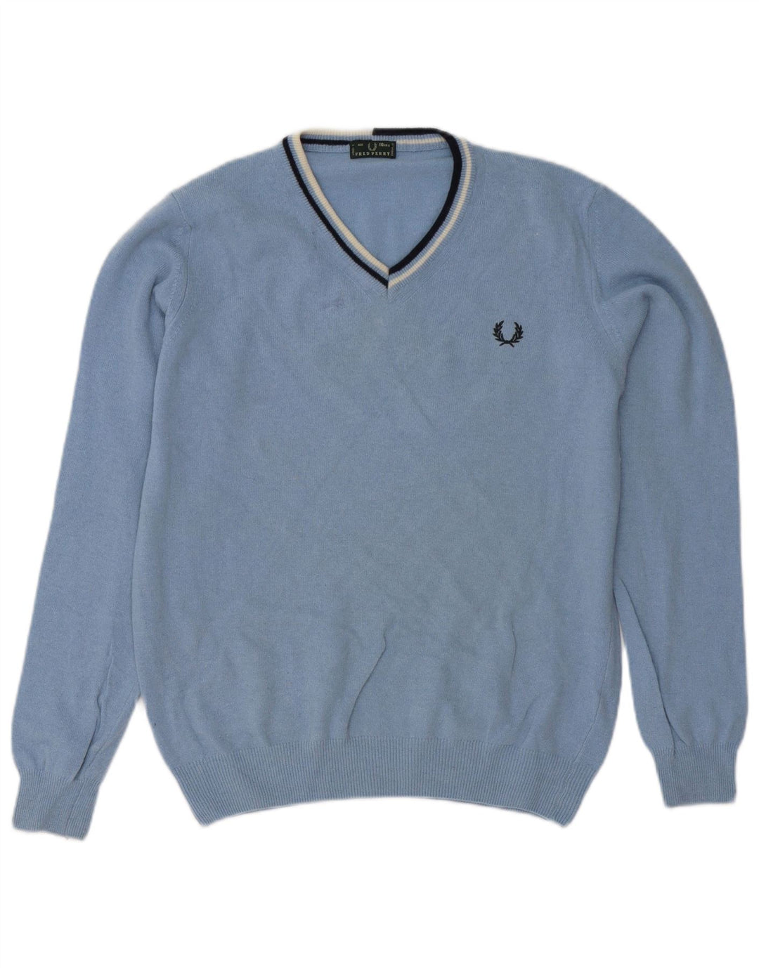 Fred Perry Pull col V garçon 15-16 ans Bleu Laine