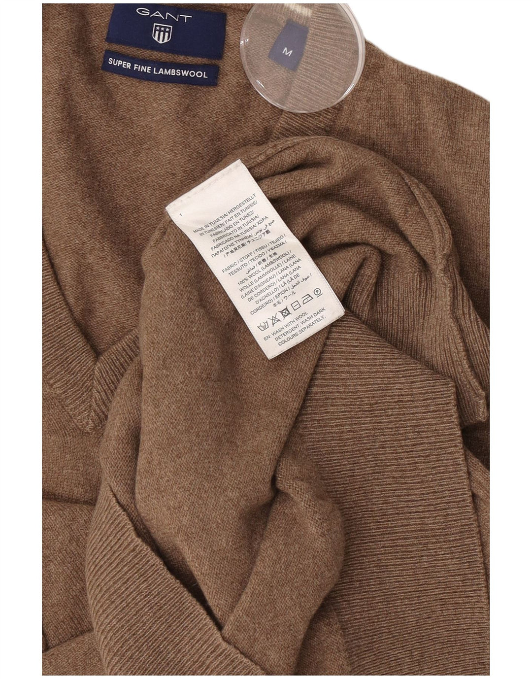 Gant Pull Col V Homme Marron Moyen Laine d'Agneau