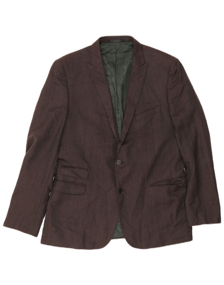 French Connection Veste Blazer 2 Boutons Homme UK 42 XL Gris Laine Classique