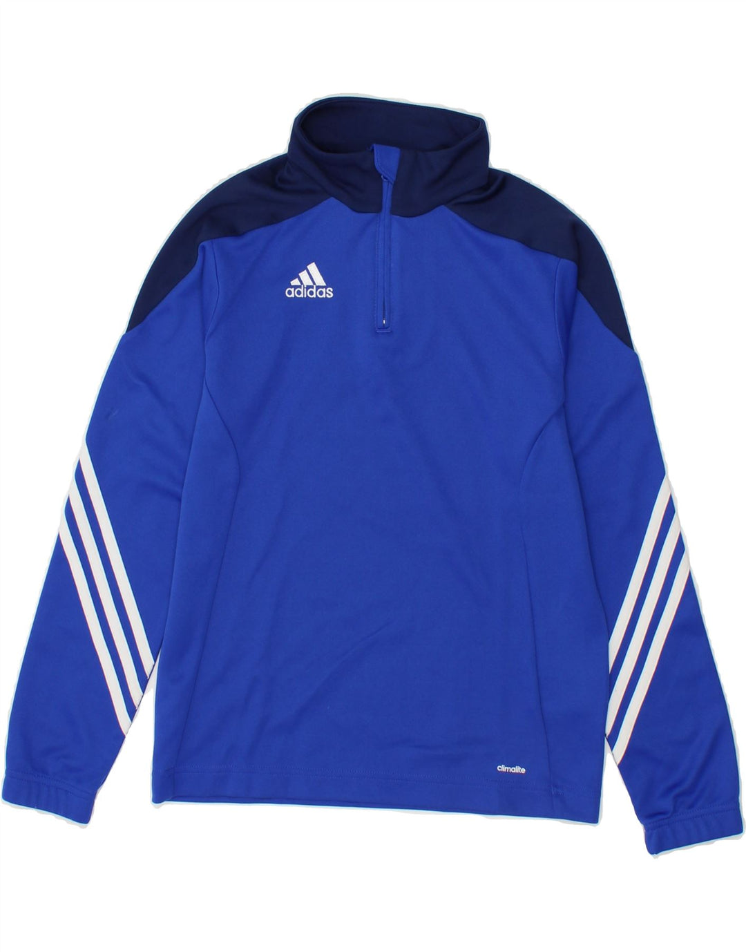 ADIDAS Boys Climalite Pullover Tracksuit Top 9-10 Years Medium Blue Vintage Adidas and Second-Hand Adidas from Messina Hembry 