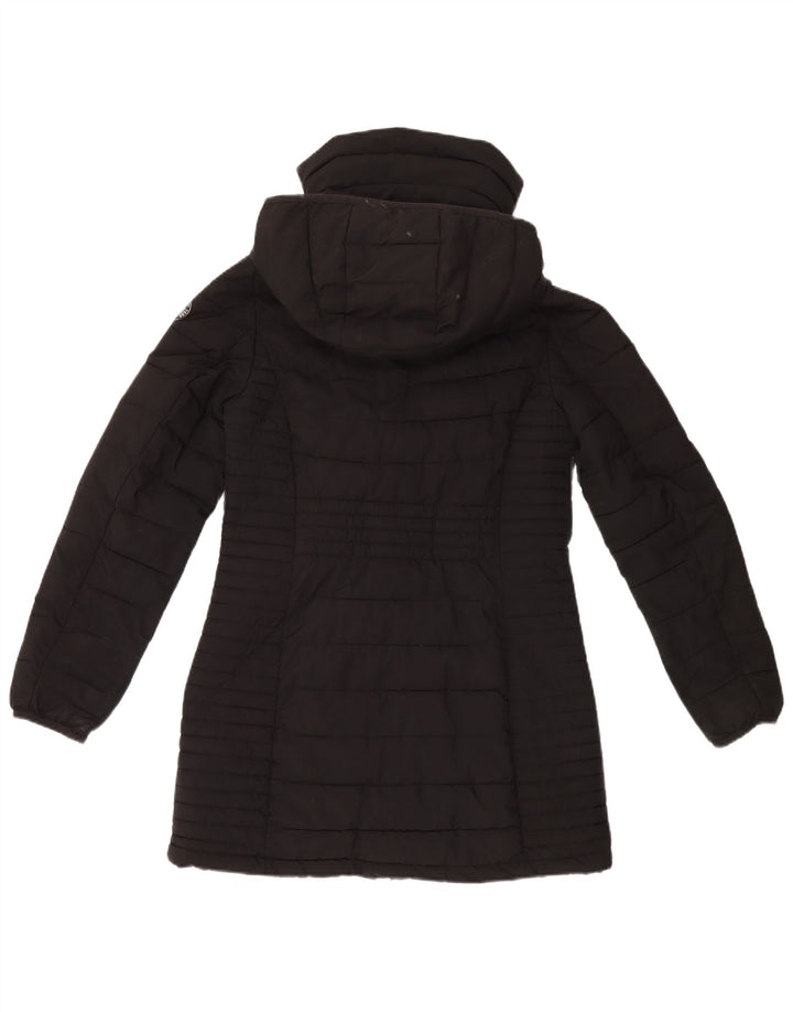 Dkny Manteau rembourré à capuche pour femme UK 10 Petit Noir Polyester
