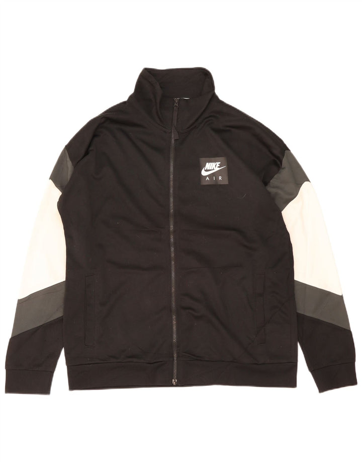 NIKE Veste de survêtement graphique pour hommes, grande taille, en polyester color block noir
