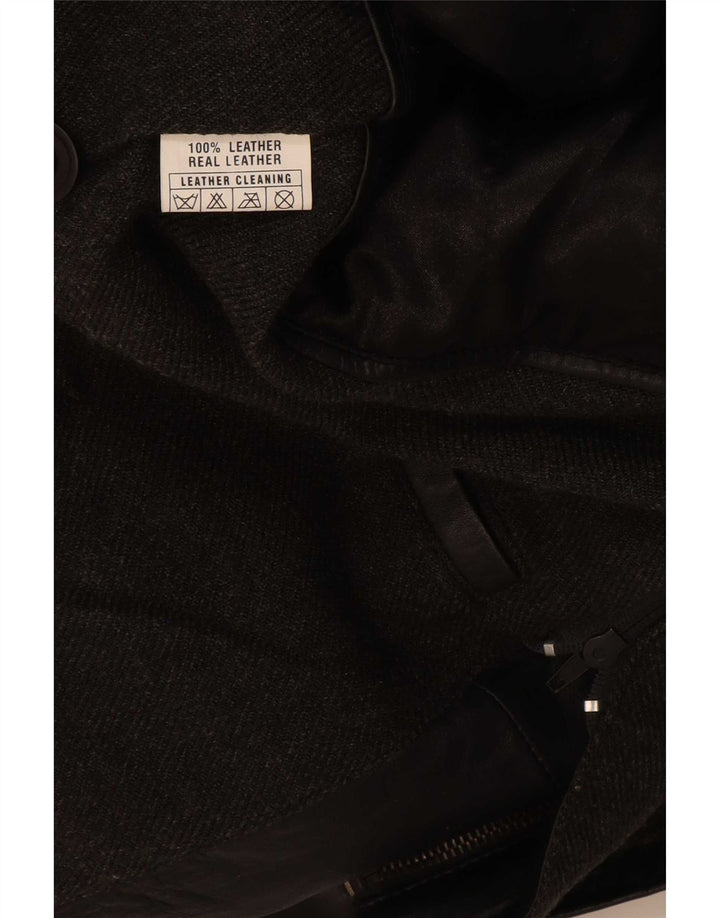 veste en cuir homme vintage UK 44 2XL Noir