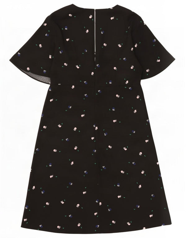Marks & Spencer Robe trapèze à motif abstrait pour femme UK 10 Small Noir