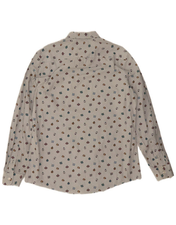 Crew Clothing Chemise ajustée à motif abstrait pour homme en coton blanc