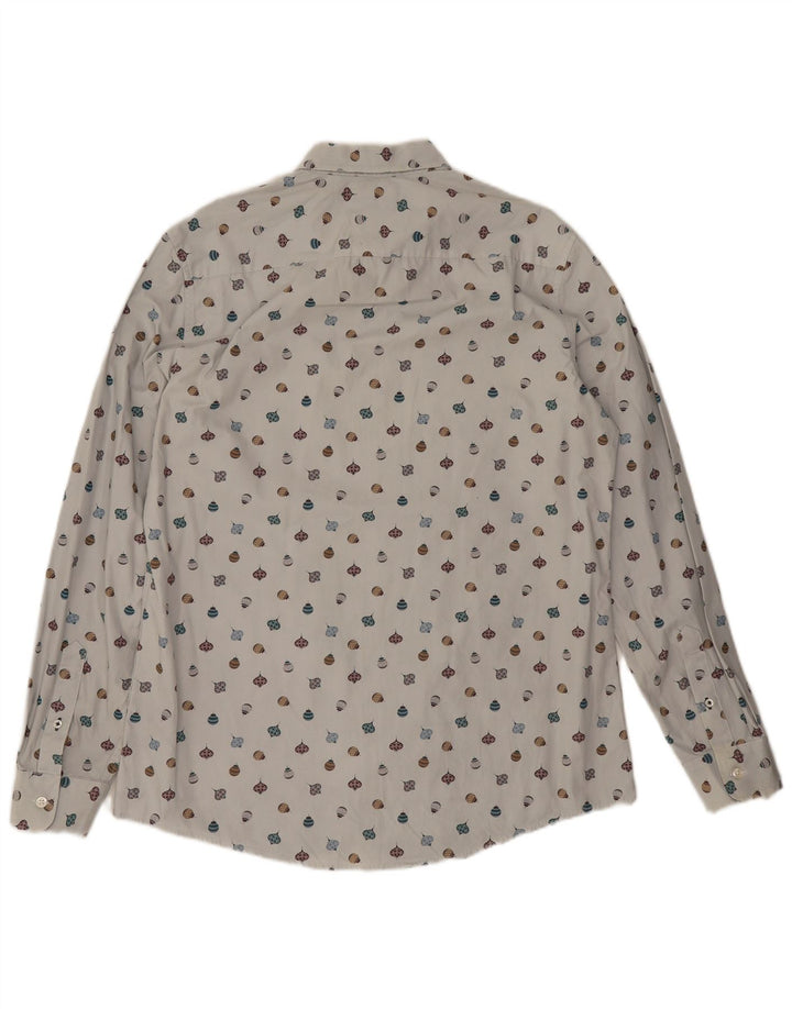 Crew Clothing Chemise ajustée à motif abstrait pour homme en coton blanc