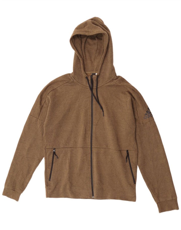 Adidas Pull à capuche zippé pour homme, grand marron