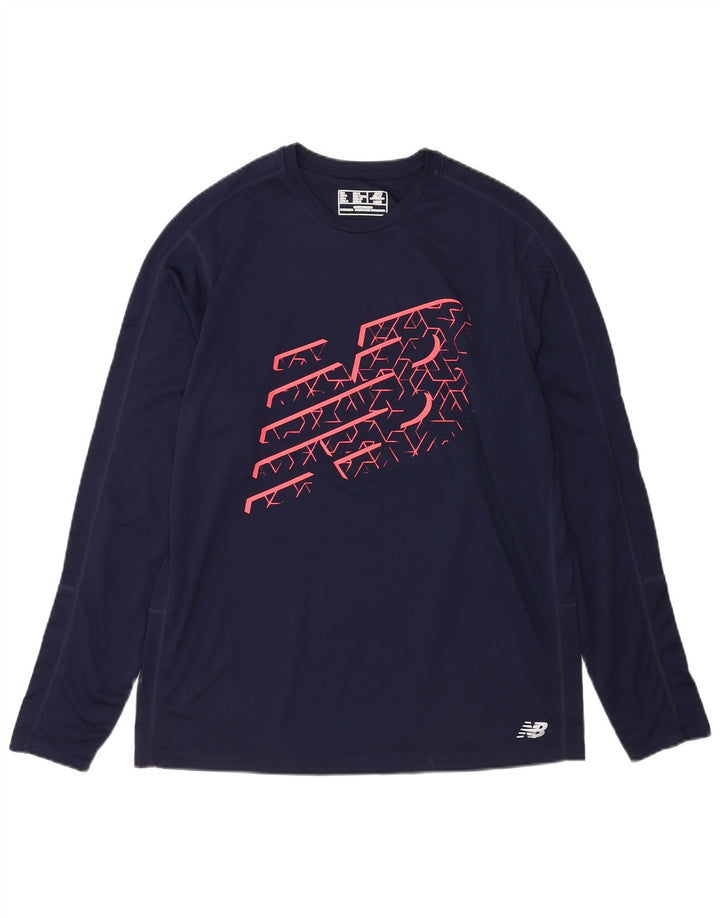 New Balance Haut graphique à manches longues pour hommes Grand bleu marine Polyester