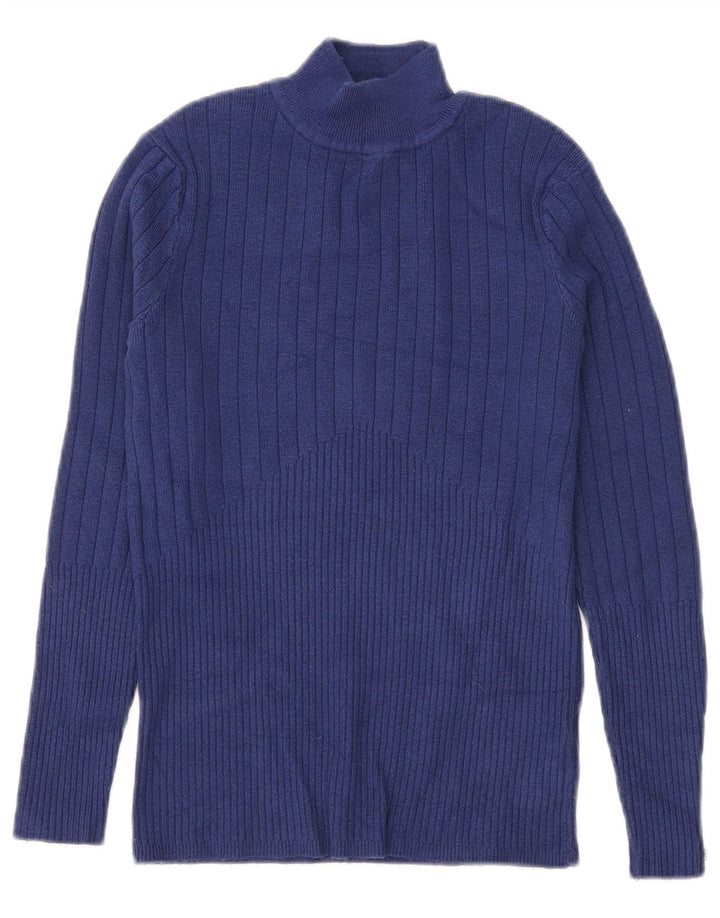 Marks & Spencer Pull col roulé pour femme UK 10 Small Bleu Viscose