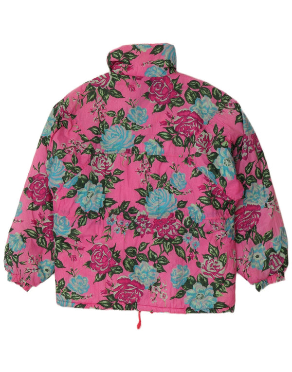 Cacao Veste matelassée Femme IT 46 Large Rose Floral Polyamide Rétro