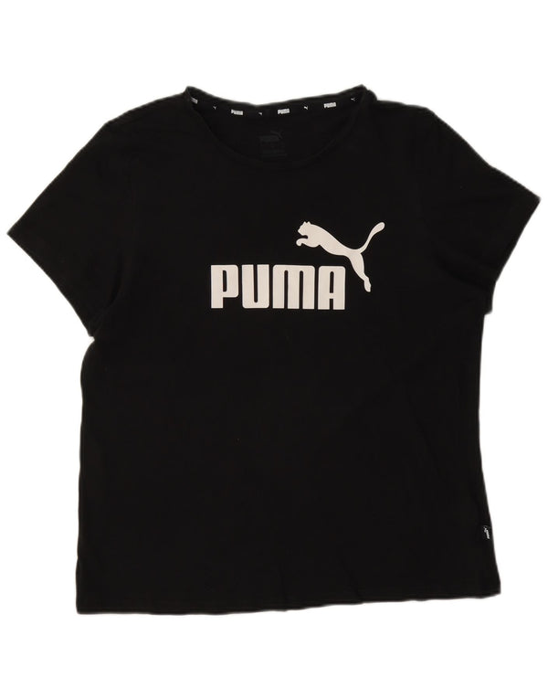 Puma T-shirt graphique pour femme UK 16 Large Noir Coton