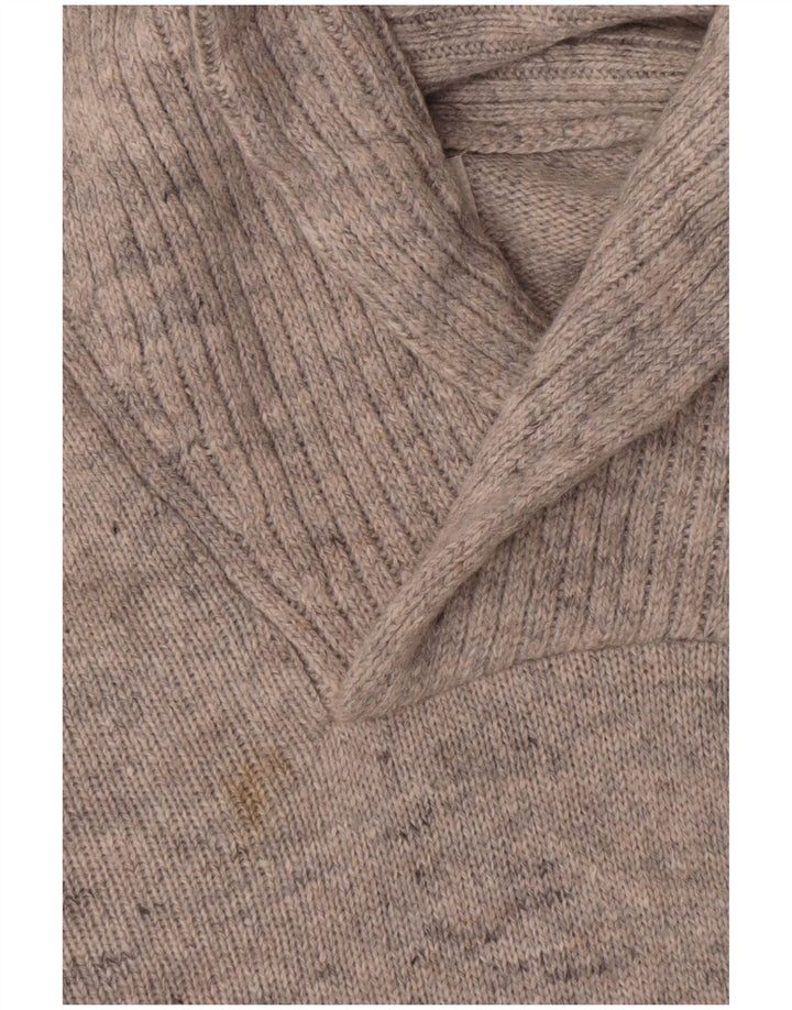 Marks & Spencer Pull à col châle pour homme en laine d'agneau mouchetée gris moyen