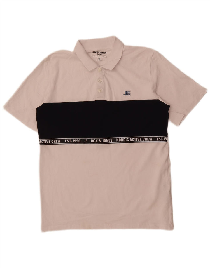 Jack & Jones Polo Graphique Homme Blanc Moyen Coton Colorblock