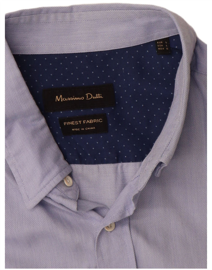 Massimo Dutti Chemise Homme Large Bleu Coton