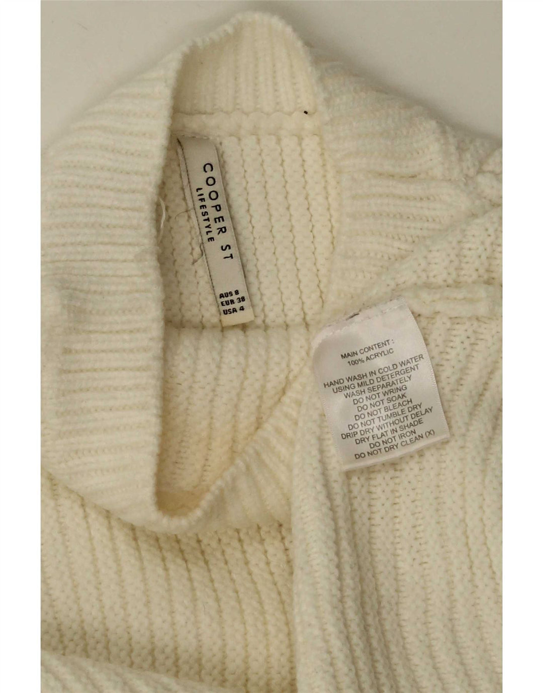 Cooper Pull à manches 3/4 et col roulé pour femme UK 8 Small Blanc