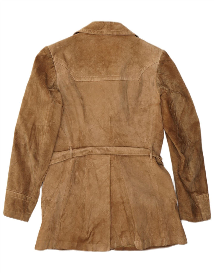 Veste en daim femme VINTAGE IT 46 grand cuir beige