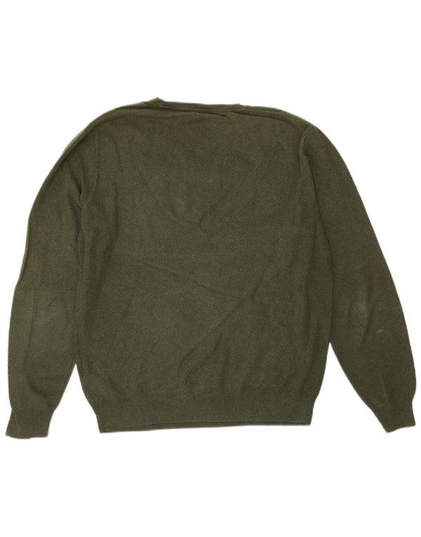 Massimo Dutti Pull col V pour homme en coton vert Taille L