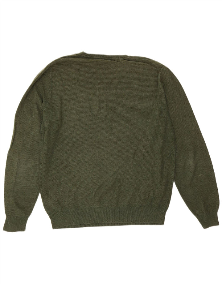 Massimo Dutti Pull col V pour homme en coton vert Taille L