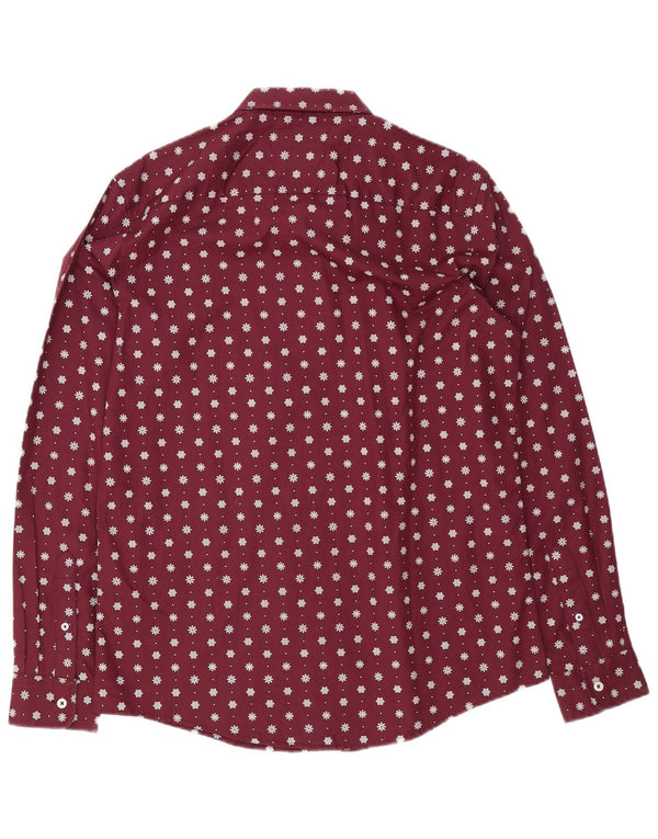 Crew Clothing Chemise Slim Fit pour Homme en Coton Floral Bordeaux Moyen