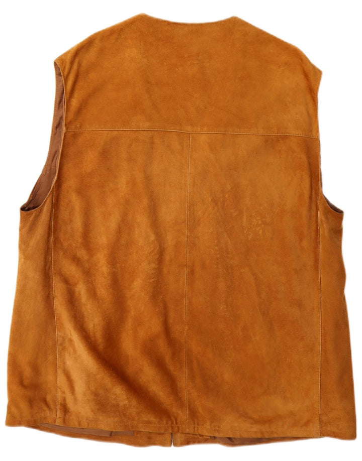 vintage Mens Suede Gilet UK 40 Grand Brun