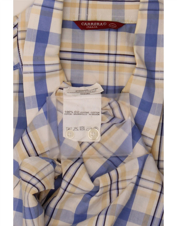 Carrera Chemise à manches courtes pour homme 2XL en coton à carreaux blancs