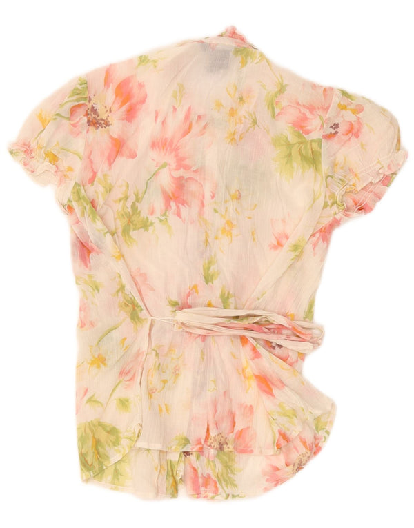 Ralph Lauren Chemise à manches courtes pour femme US 14 XL Blanc Floral