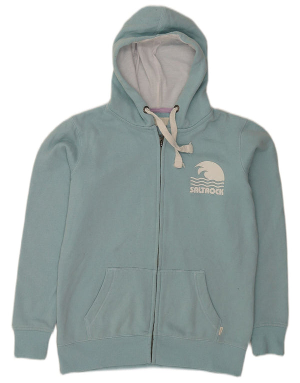 Saltrock Pull à capuche zippé graphique pour femme UK 14 Bleu moyen Coton
