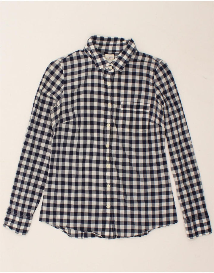 J. CREW Womens Oversized Shirt UK 6 XS Grey Gingham Cotton Vintage J. Crew and Second-Hand J. Crew from Messina Hembry 