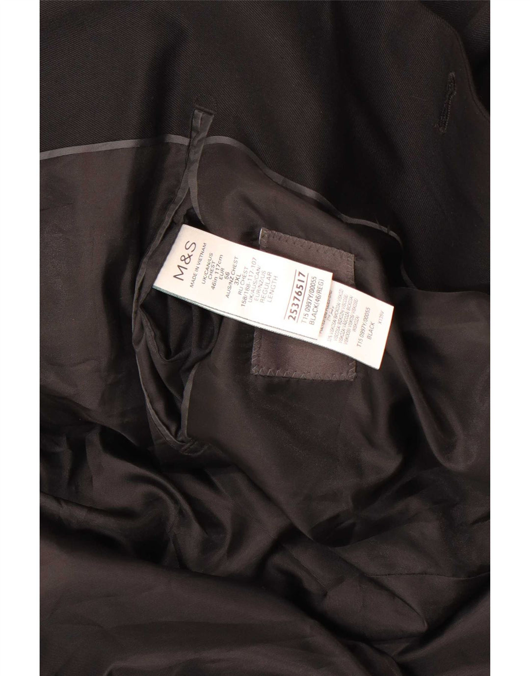 Marks & Spencer Veste blazer à 2 boutons pour homme UK 46 XL Noir Polyester