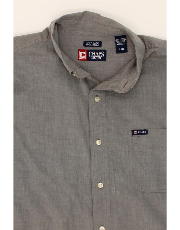 CHAPS Mens Shirt Large Grey Cotton Vintage Chaps and Second-Hand Chaps from Messina Hembry 
