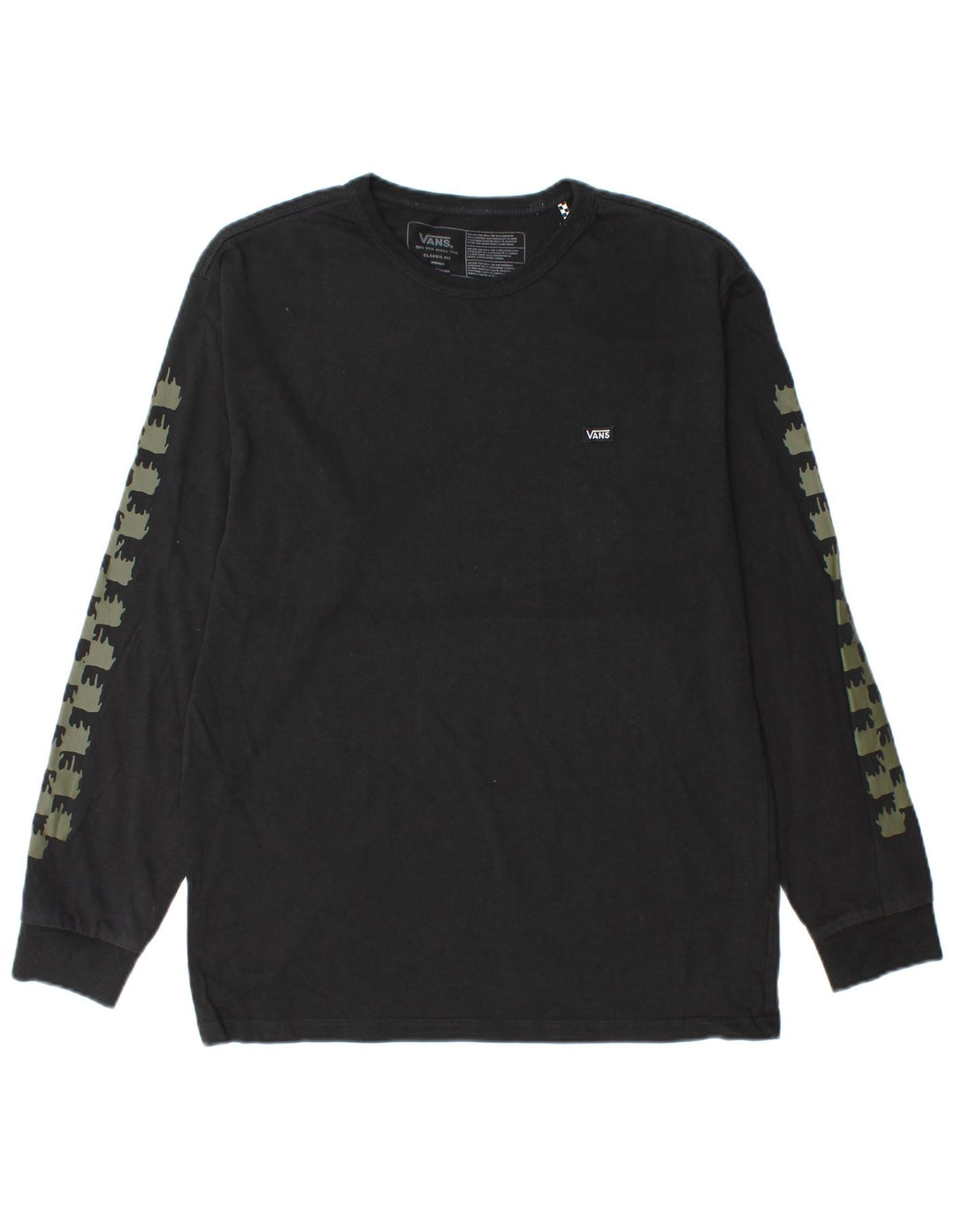 Vans Haut graphique à manches longues pour homme Coupe classique en coton géométrique noir moyen