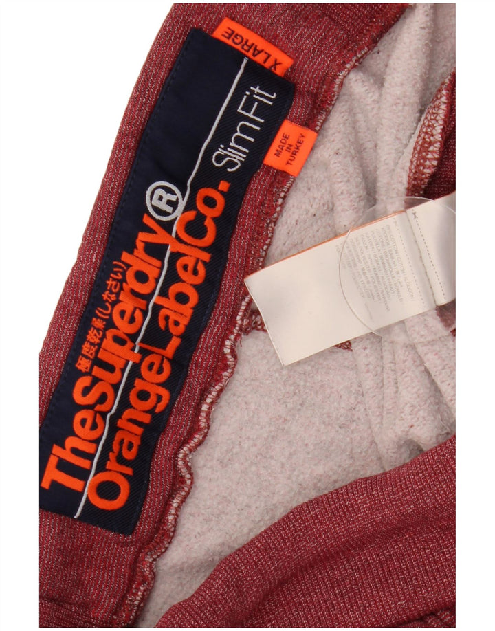 SUPERDRY Pantalon de survêtement coupe slim pour homme XL Coton bordeaux