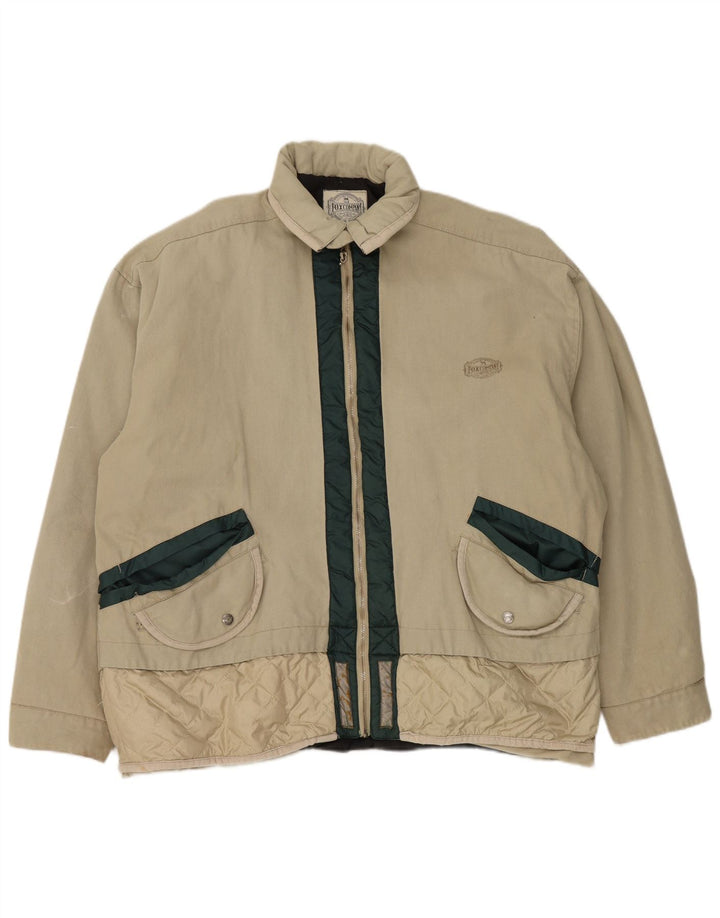 Veste Bomber Homme Vintage UK 42 XL Beige Colourblock