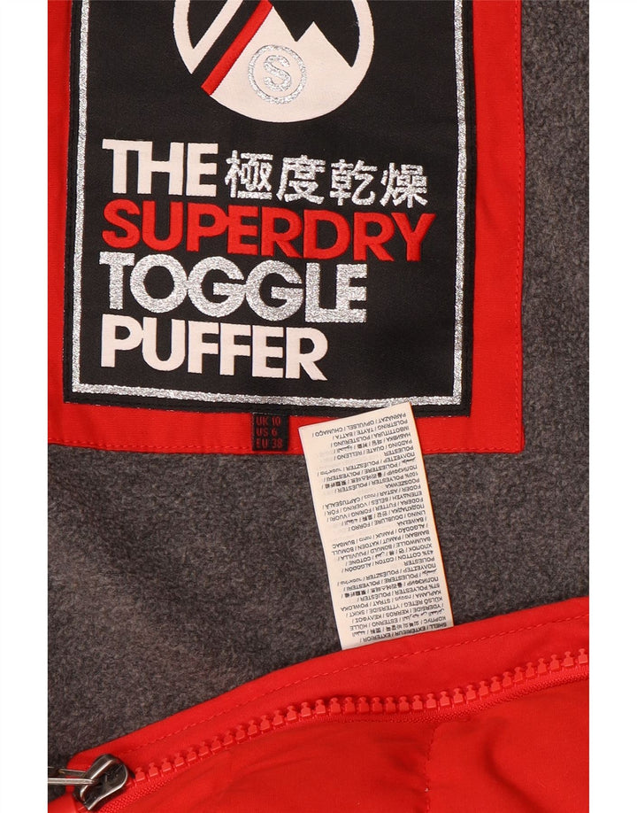 Superdry Veste matelassée à capuche pour femme UK 10 Small Rouge Polyester