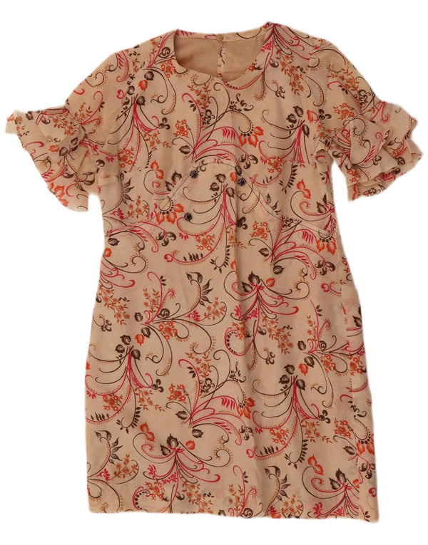 robe fourreau femme vintage UK 14 Floral Beige Moyen