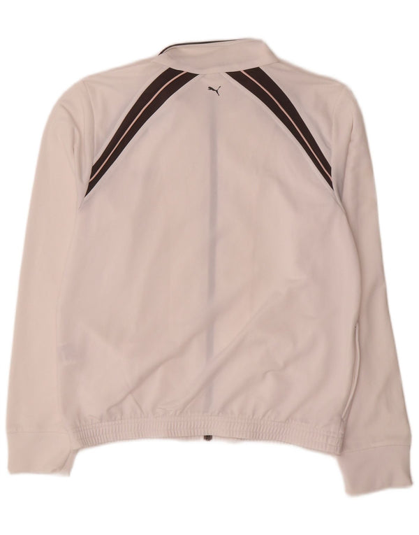 Puma Veste de survêtement pour femme UK 14 Large Blanc Colorblock Polyester