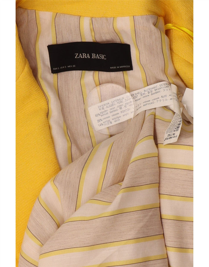 Zara Veste blazer longue surdimensionnée à 1 bouton pour femme UK 10 Petit Jaune