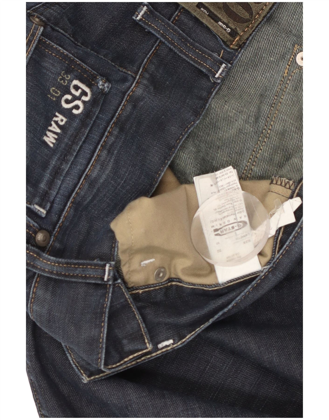 G-STAR Jean droit 3301 homme W32 L30 bleu marine coton