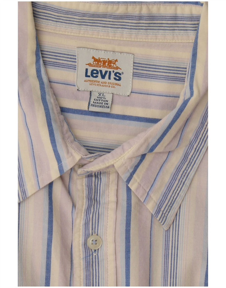 LEVI'S Chemise à Manches Courtes Homme XL Coton Rayé Multicolore
