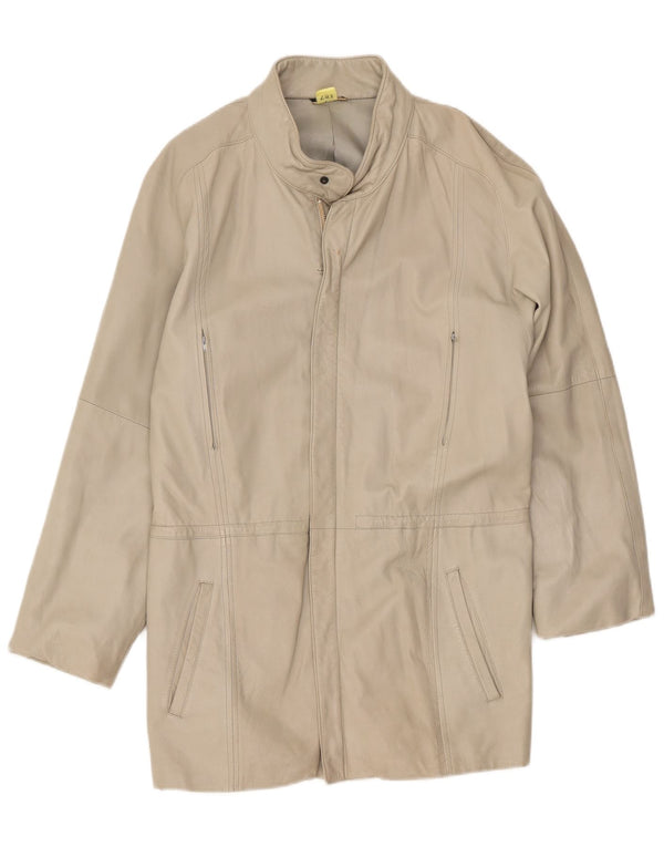 manteau en cuir femme vintage UK 14 Medium Off White