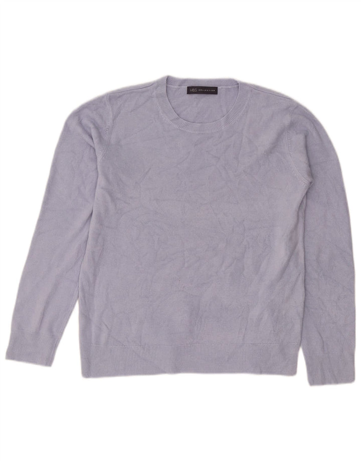 Marks & Spencer Pull ras du cou pour femme UK 12 Bleu moyen Acrylique