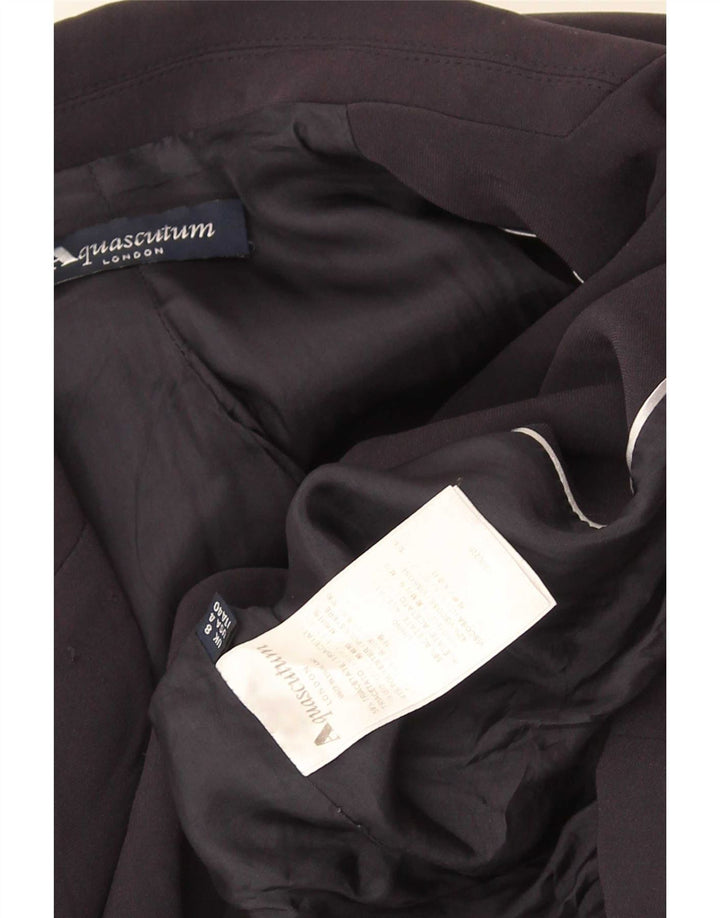 Aquascutum Veste Blazer 2 Boutons Femme UK 8 Small Bleu Marine Acétate