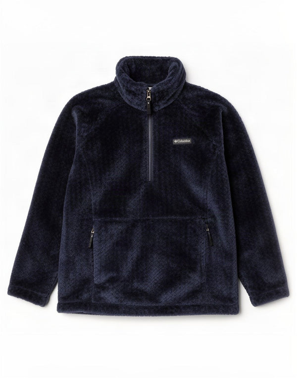 Columbia Sweat-shirt en velours à col zippé pour femme UK 16 Large Bleu marine
