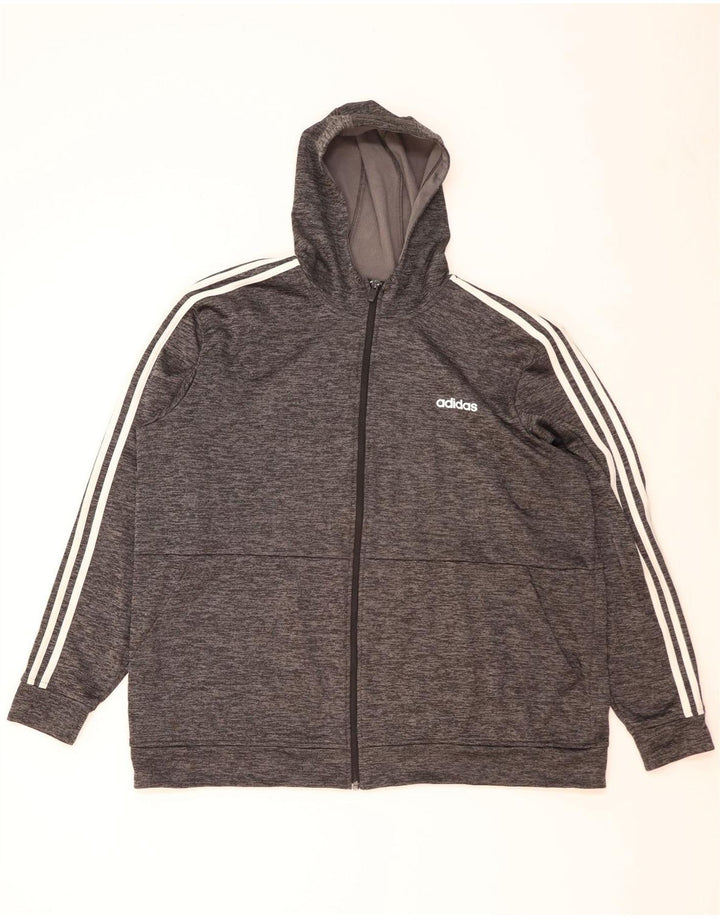 ADIDAS Pull à capuche zippé Climalite pour homme 2XL Gris chiné Polyester