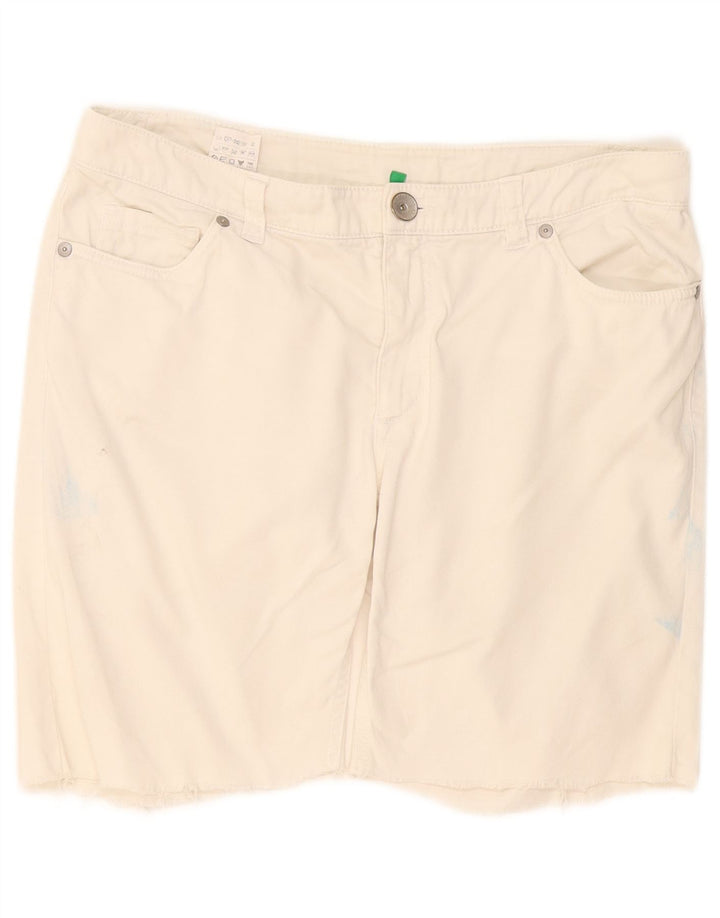Benetton Short décontracté pour femme IT 44 Medium W34 Blanc Coton