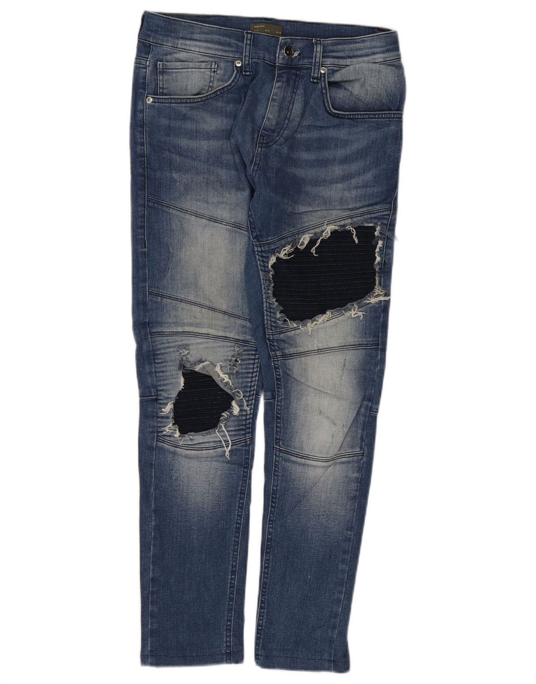 Zara Jean slim vieilli pour homme EU 40 Medium W31 L28 Bleu Colorblock